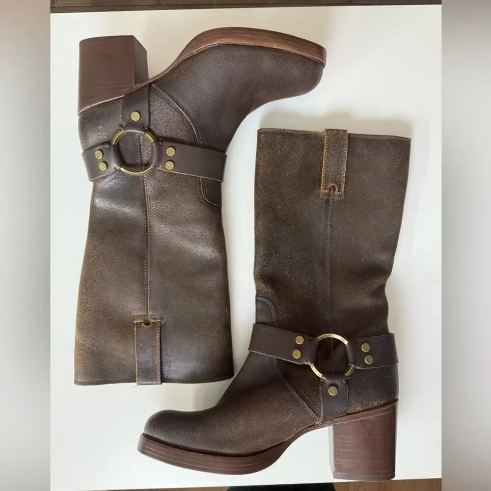 Frye Jean Harness Boot Chocolate 9.5 - Picture 5 of 10